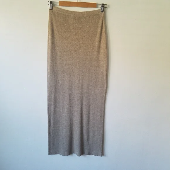 VINTAGE Babette Ballinger 100% Linen Beige Knit Maxi Skirt Size M - Picture 2 of 8